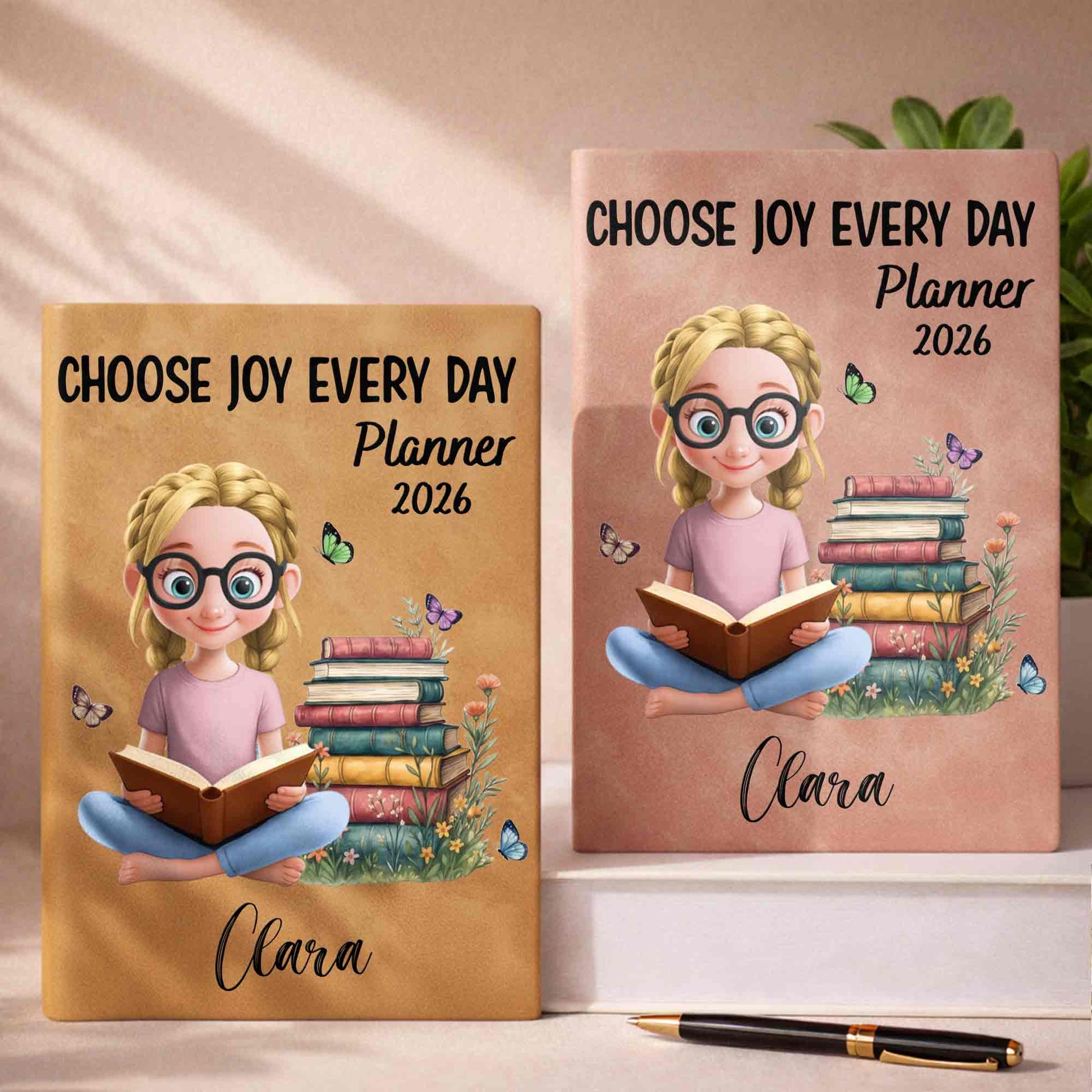 Choose Joy Every Day Planner with Books and Girl