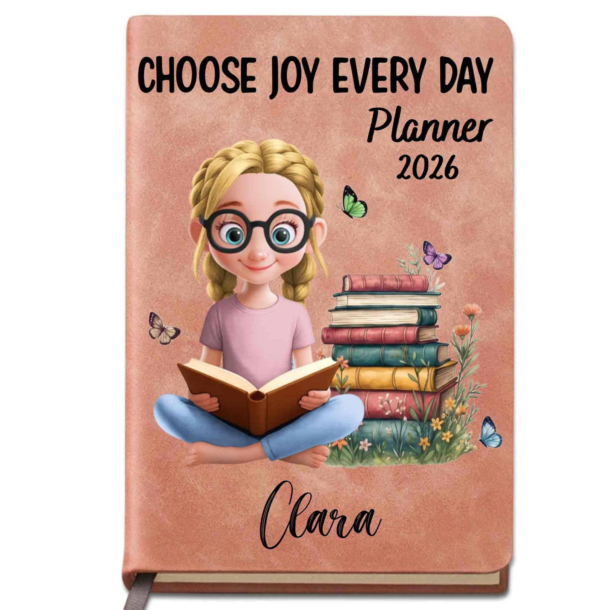 Choose Joy Every Day Planner with Books and Girl