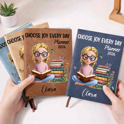 Choose Joy Every Day Planner with Books and Girl