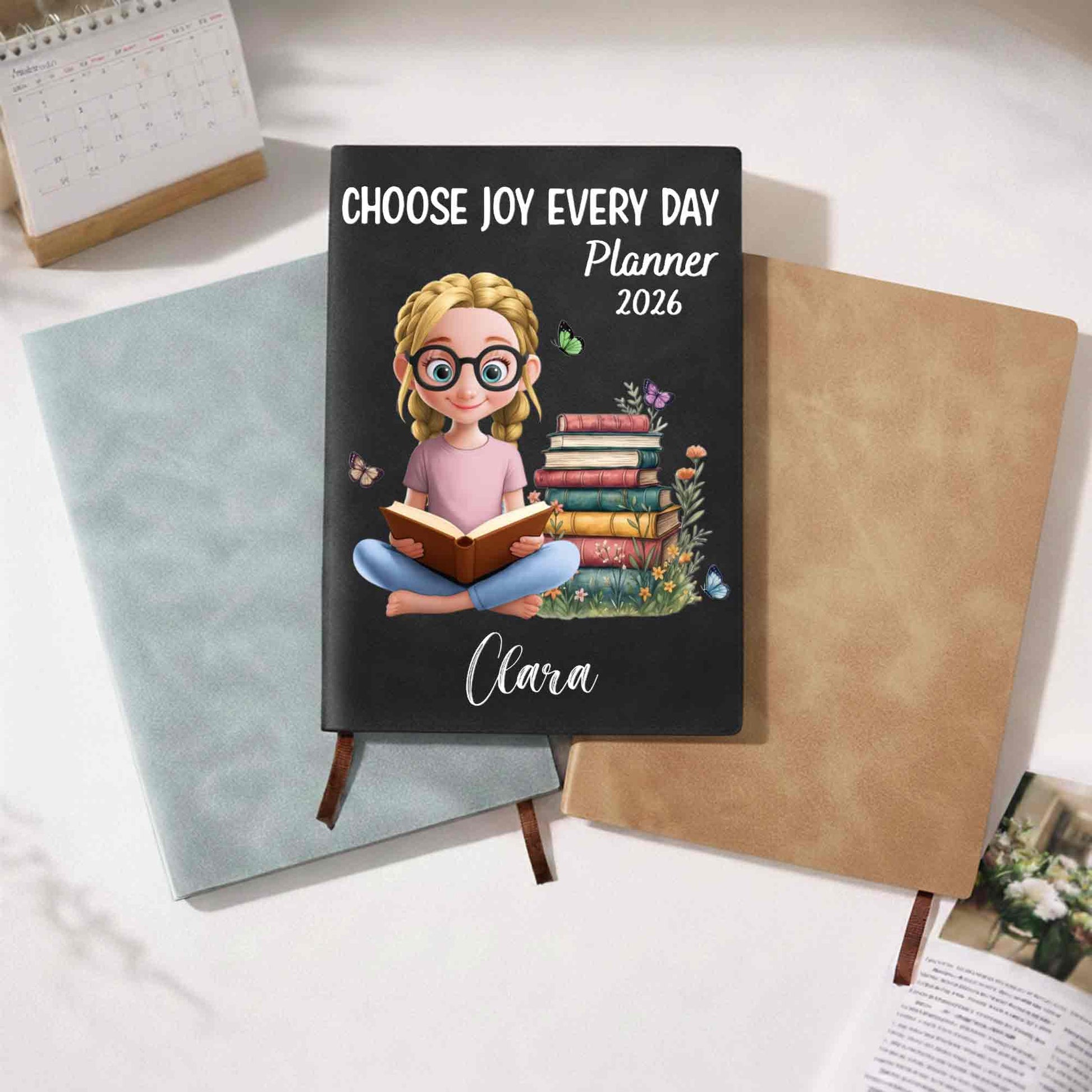 Choose Joy Every Day Planner with Books and Girl