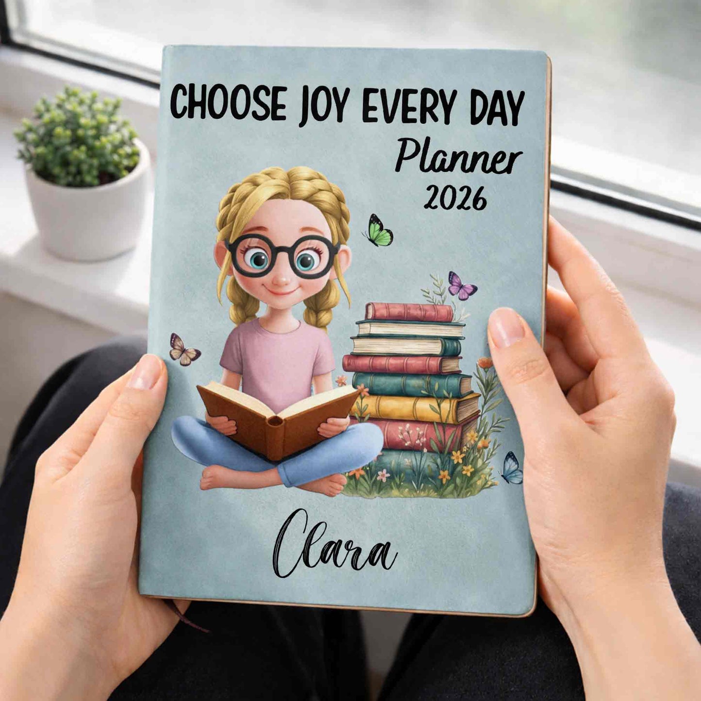 Choose Joy Every Day Planner with Books and Girl