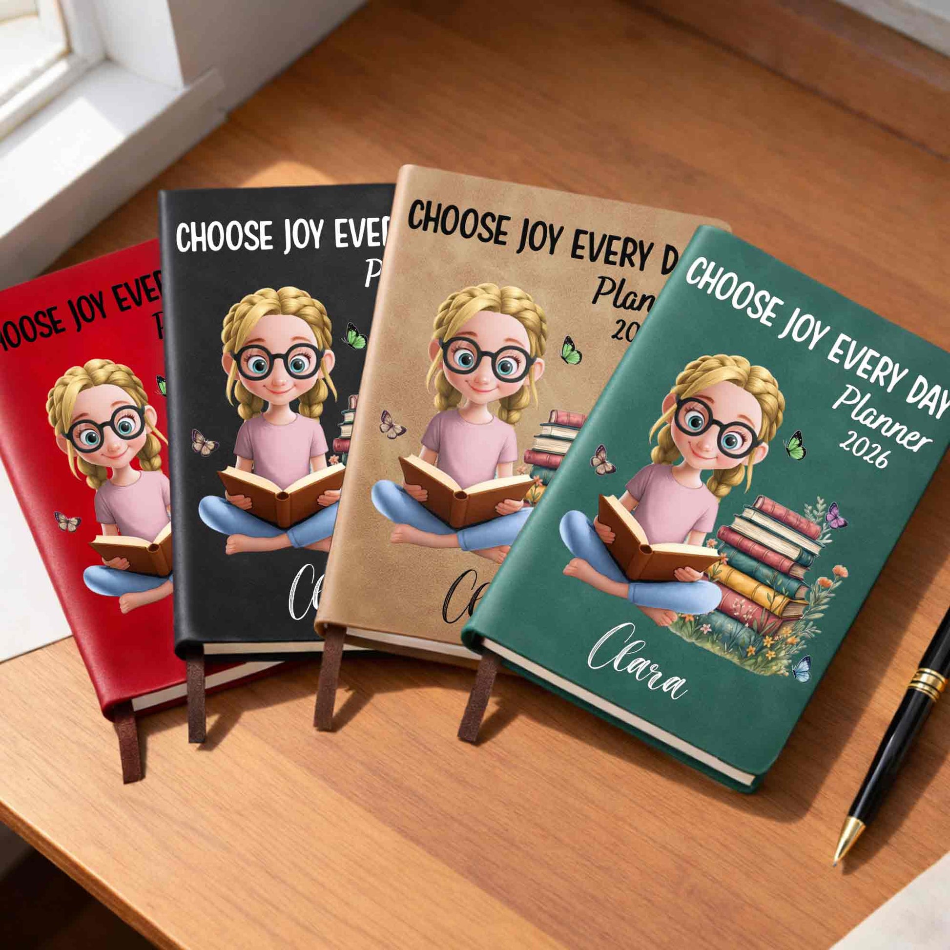 Choose Joy Every Day Planner with Books and Girl
