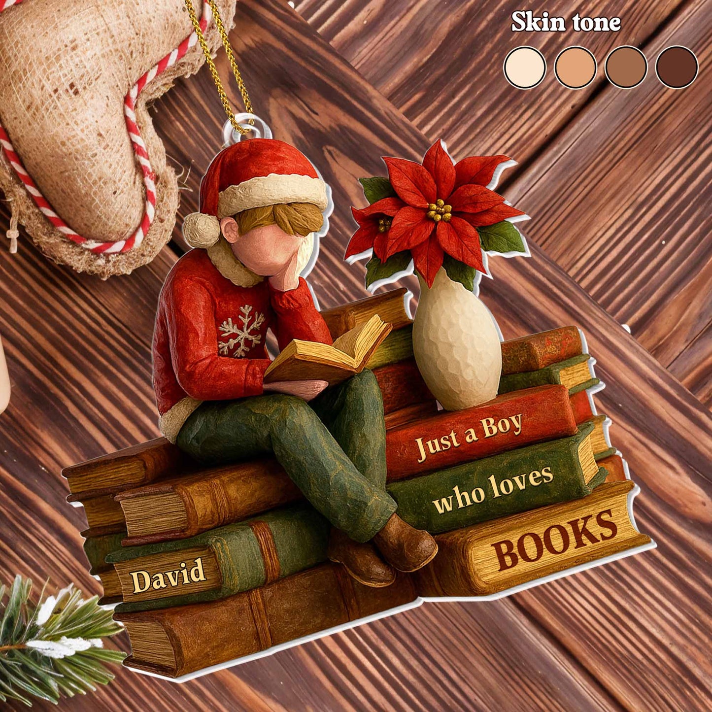 Just A Boy Who Loves Books - Personalized Custom Acrylic Ornament, Christmas Gift - READ005_ACO