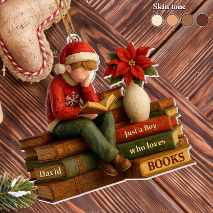 Just A Boy Who Loves Books - Personalized Custom Acrylic Ornament, Christmas Gift - READ005_ACO