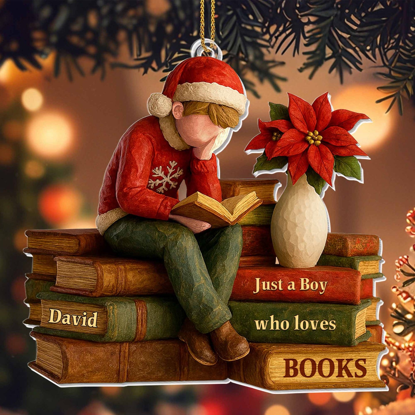 Just A Boy Who Loves Books - Personalized Custom Acrylic Ornament, Christmas Gift - READ005_ACO