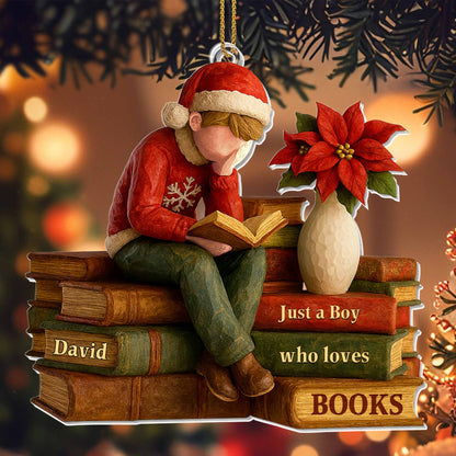 Just A Boy Who Loves Books - Personalized Custom Acrylic Ornament, Christmas Gift - READ005_ACO