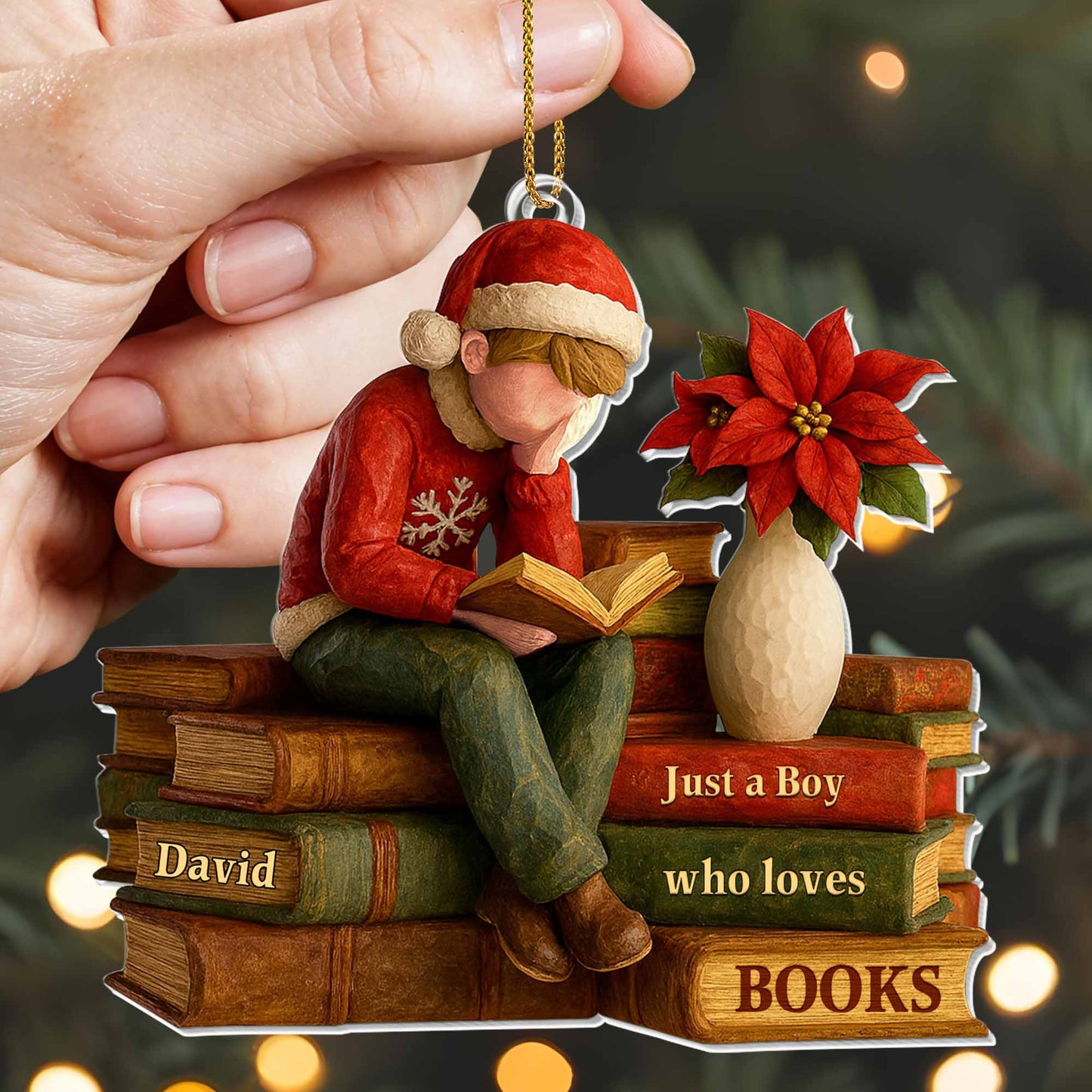 Just A Boy Who Loves Books - Personalized Custom Acrylic Ornament, Christmas Gift - READ005_ACO