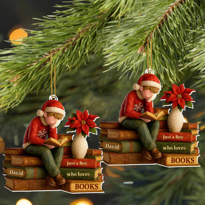 Just A Boy Who Loves Books - Personalized Custom Acrylic Ornament, Christmas Gift - READ005_ACO