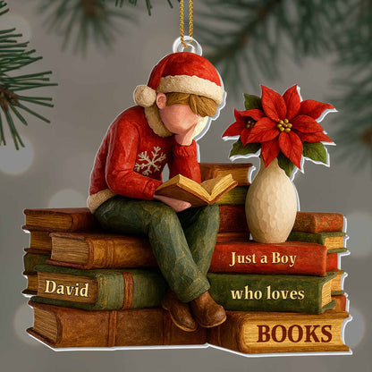 Just A Boy Who Loves Books - Personalized Custom Acrylic Ornament, Christmas Gift - READ005_ACO