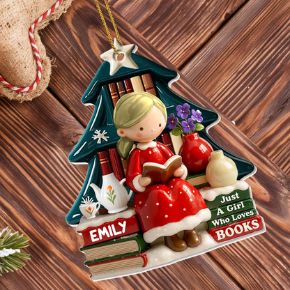 Just A Girl Who Loves Books, Christmas Tree Ornament