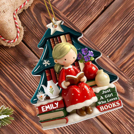 Just A Girl Who Loves Books, Christmas Tree Ornament