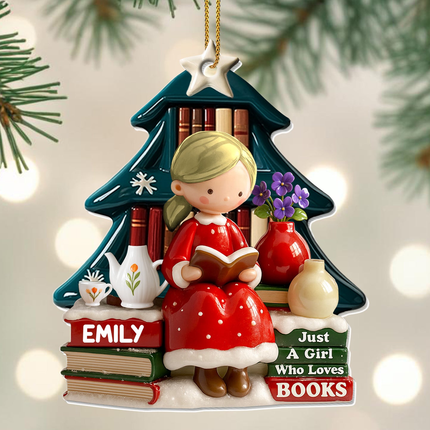 Just A Girl Who Loves Books, Christmas Tree Ornament