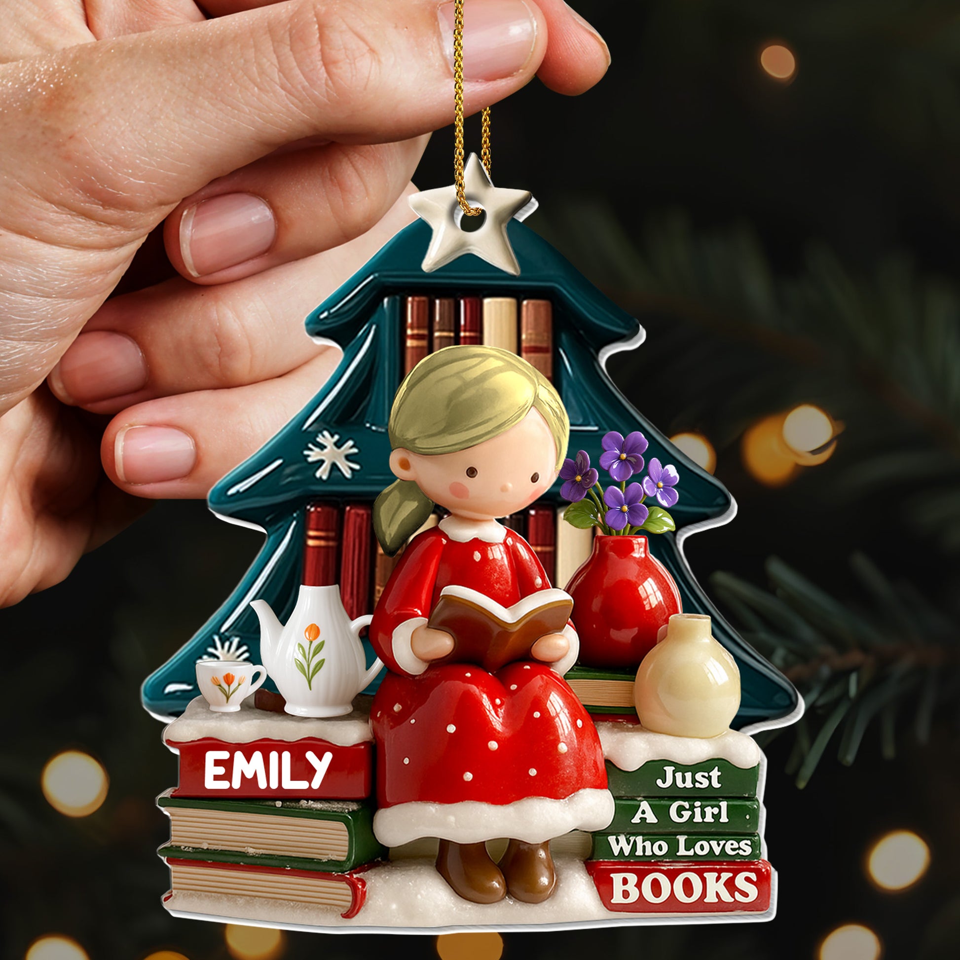 Just A Girl Who Loves Books, Christmas Tree Ornament