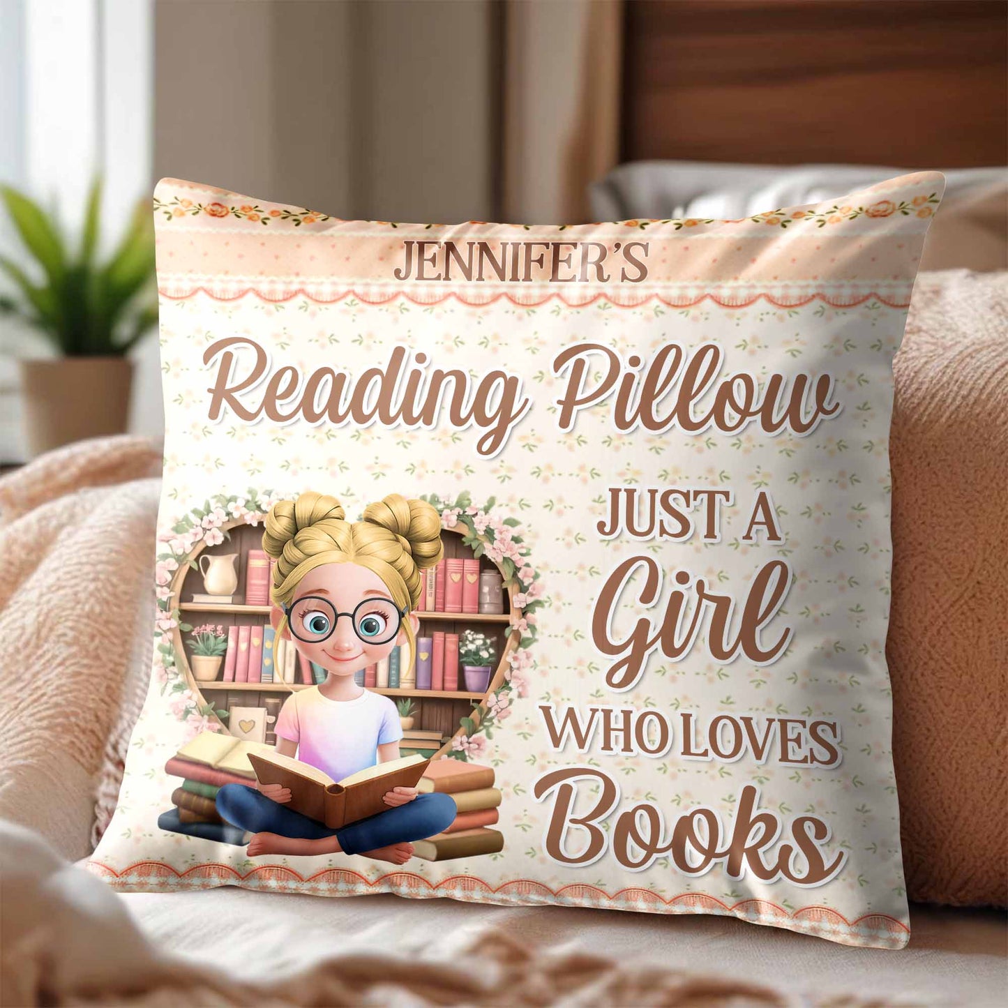 Reading Pillow, Just A Girl Who Loves Books