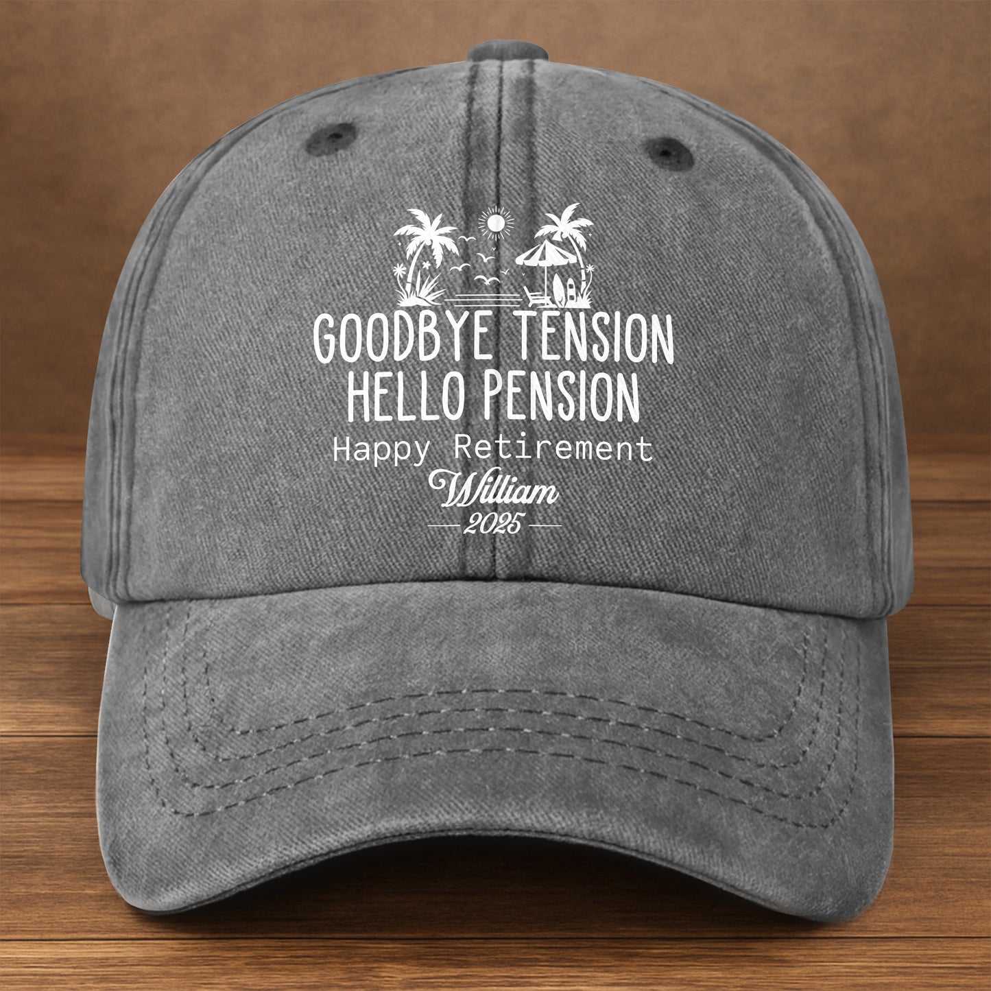 Goodbye Tension Hello Pension, Palm Trees Design