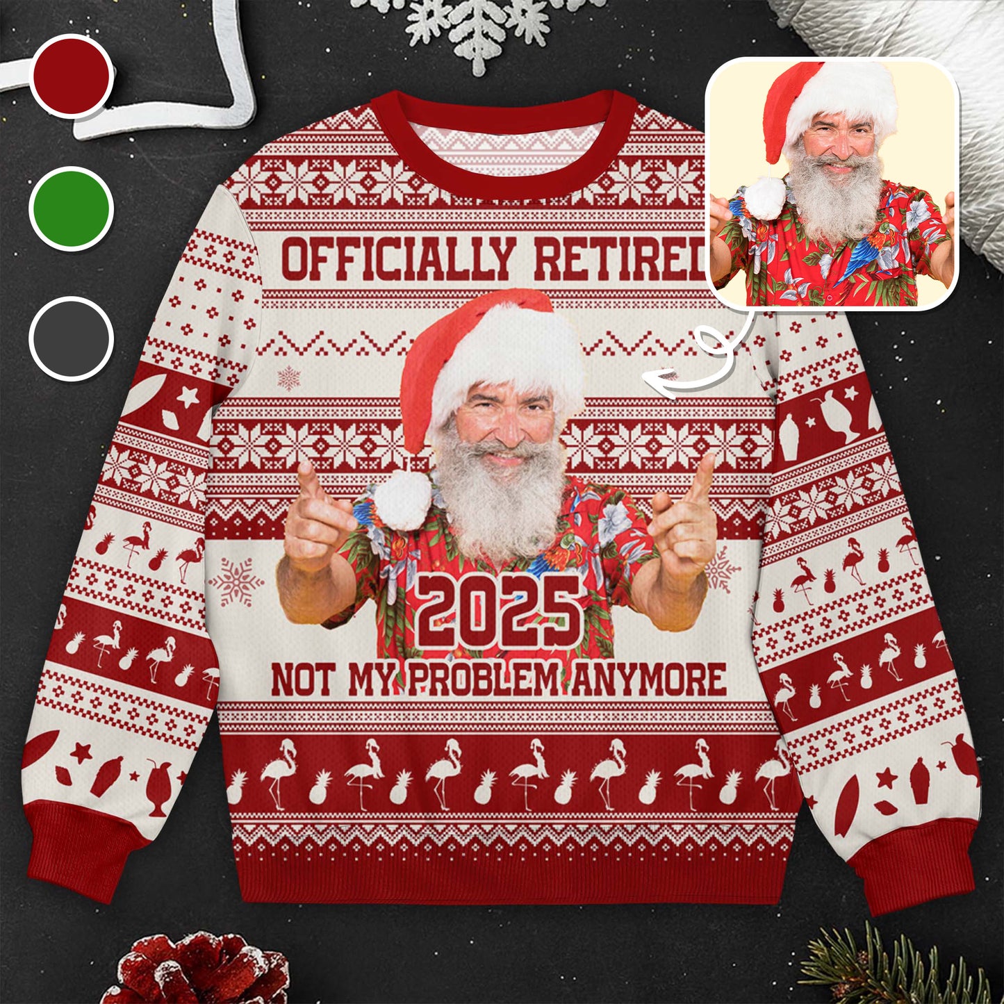 Officially Retired Not My Problem Anymore Santa Hat Reindeer