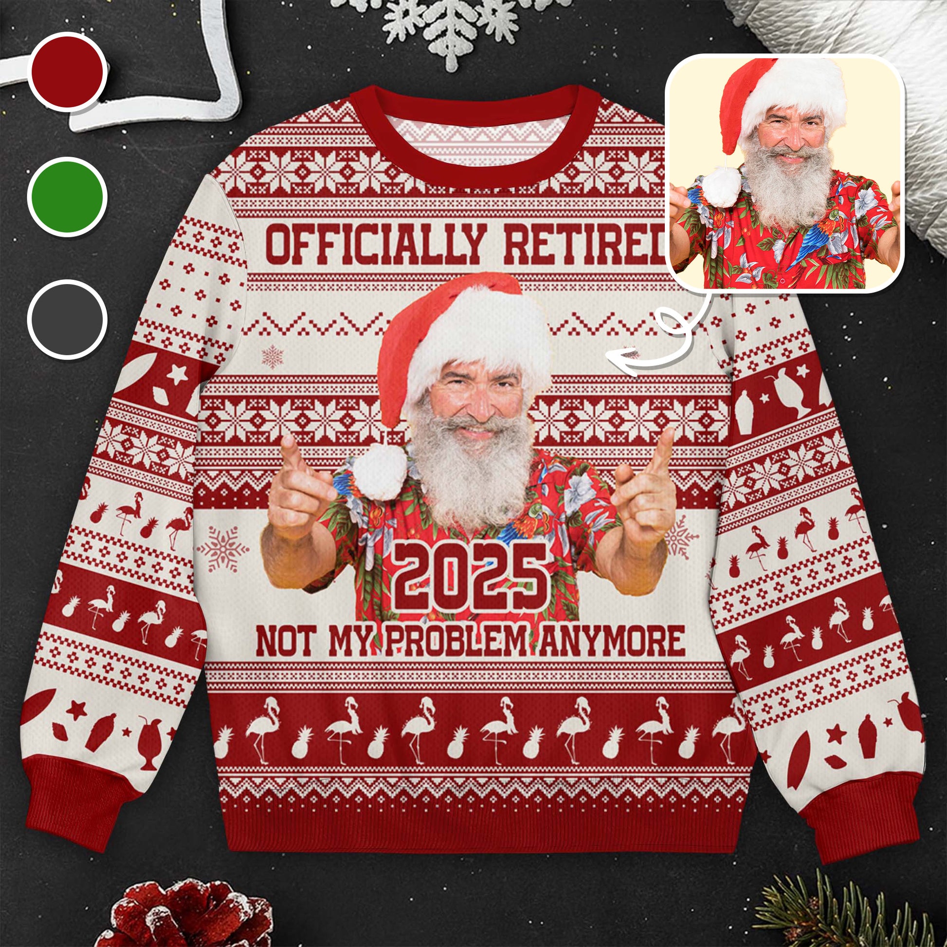 Officially Retired Not My Problem Anymore Santa Hat Reindeer