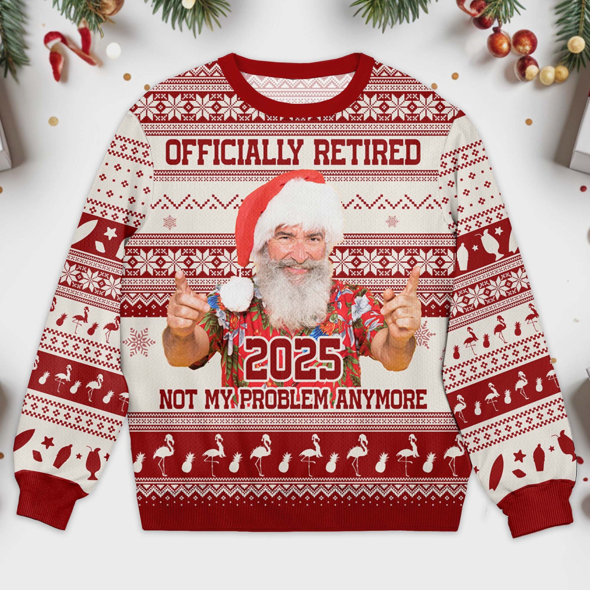 Officially Retired Not My Problem Anymore Santa Hat Reindeer