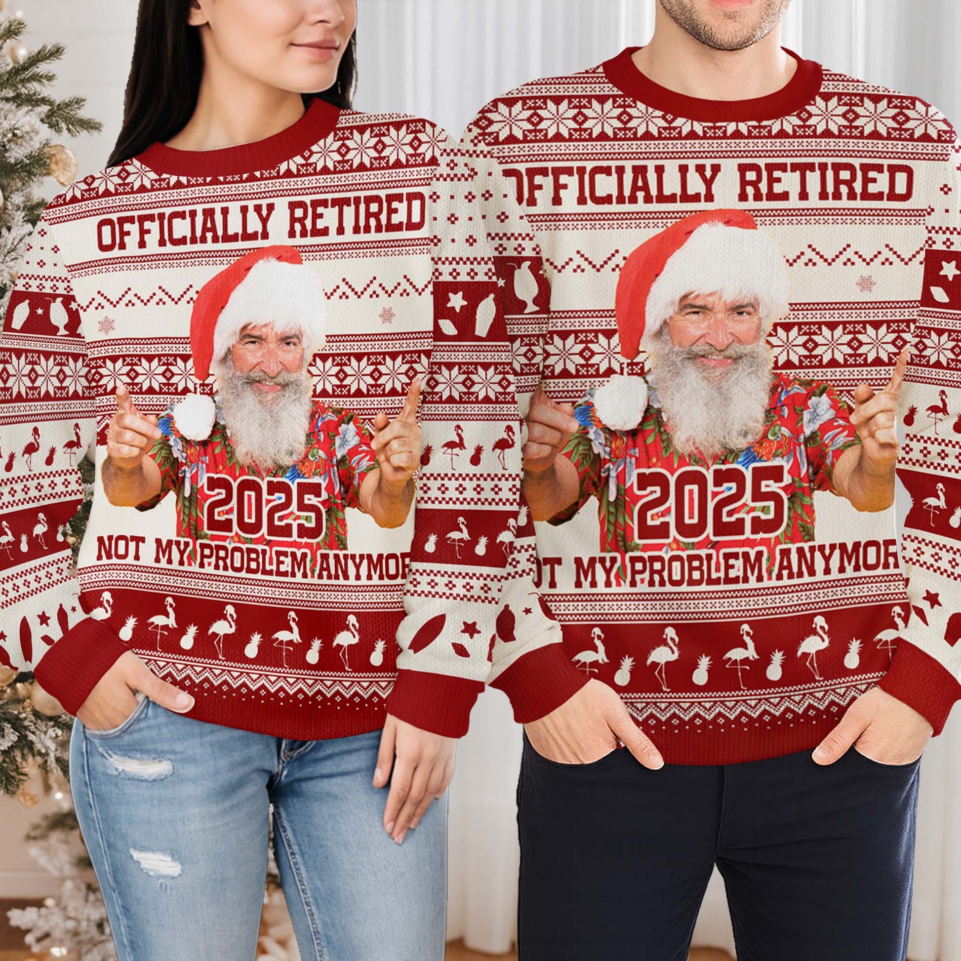 Officially Retired Not My Problem Anymore Santa Hat Reindeer