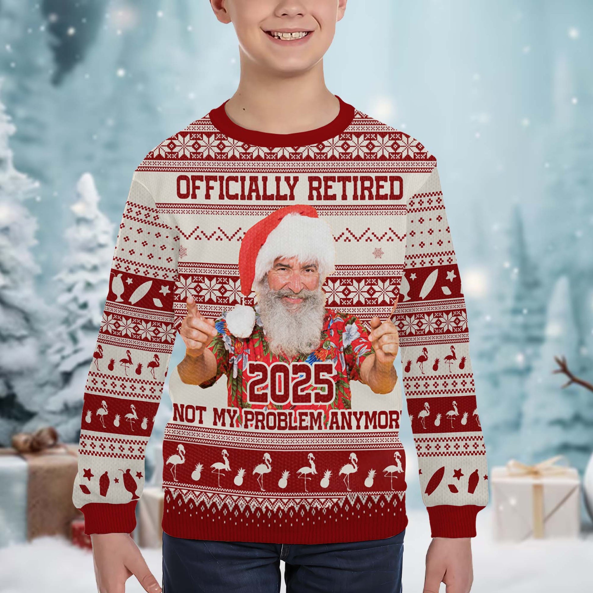 Officially Retired Not My Problem Anymore Santa Hat Reindeer