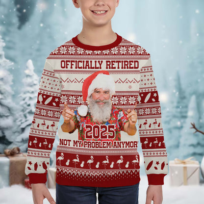 Officially Retired Not My Problem Anymore Santa Hat Reindeer