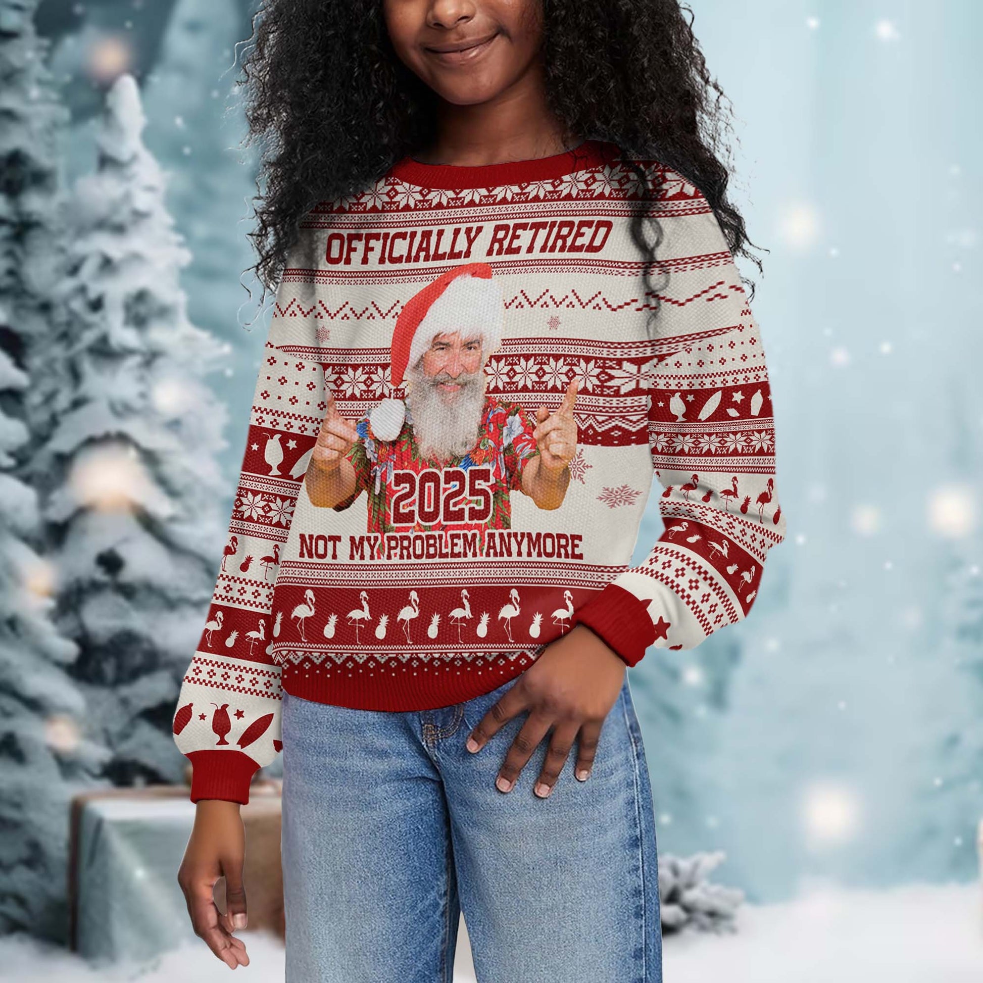 Officially Retired Not My Problem Anymore Santa Hat Reindeer