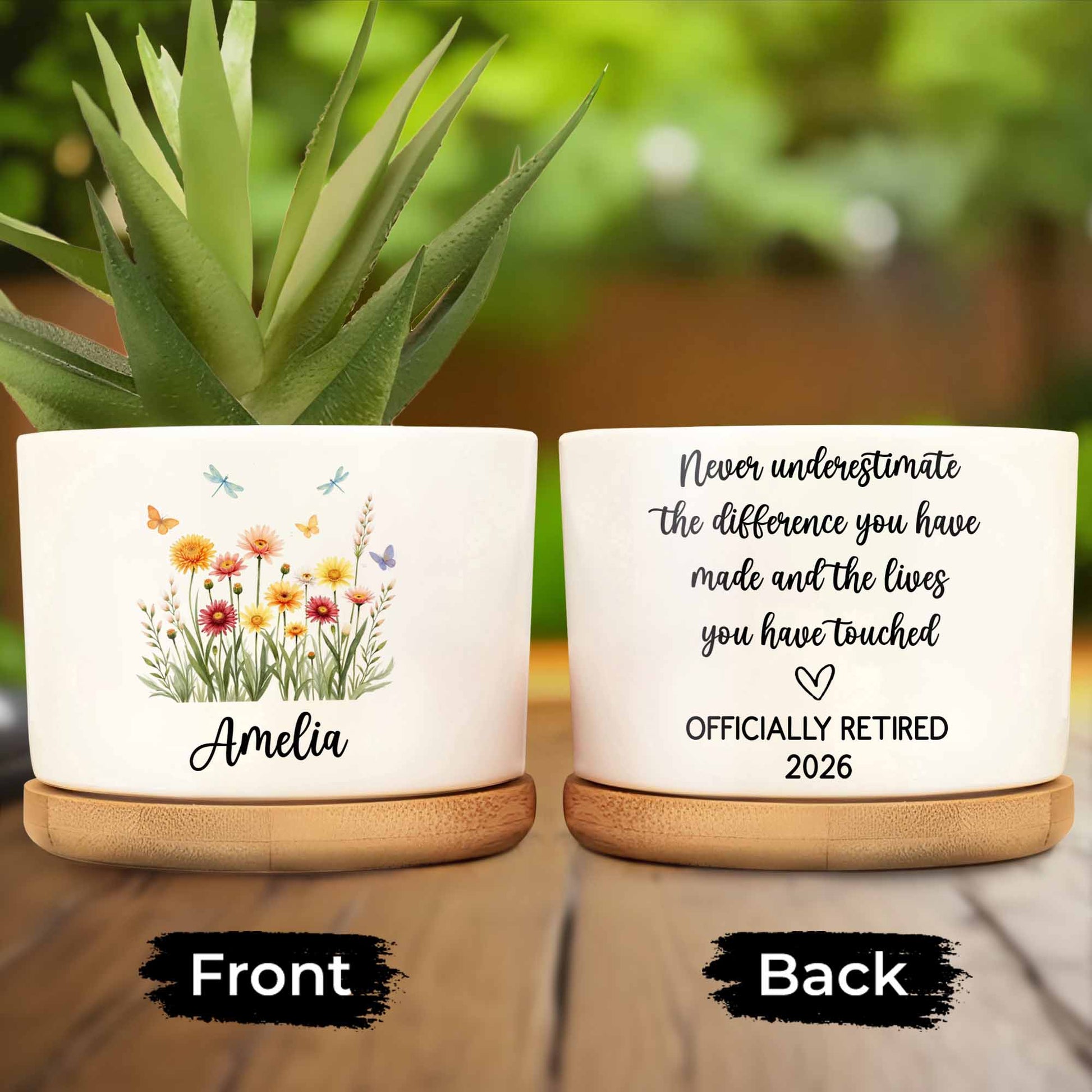 Personalized Flower And Butterfly Ceramic Pot