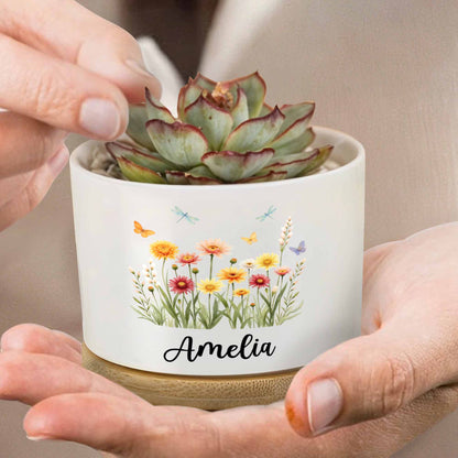 Personalized Flower And Butterfly Ceramic Pot
