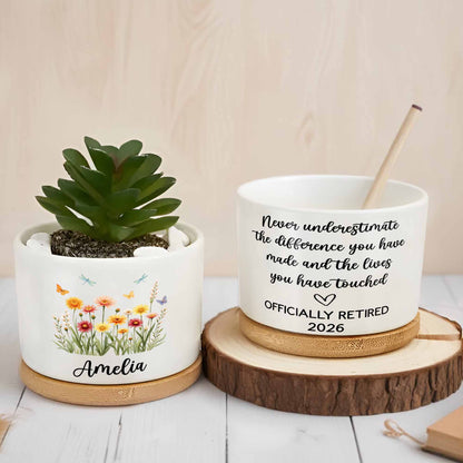 Personalized Flower And Butterfly Ceramic Pot