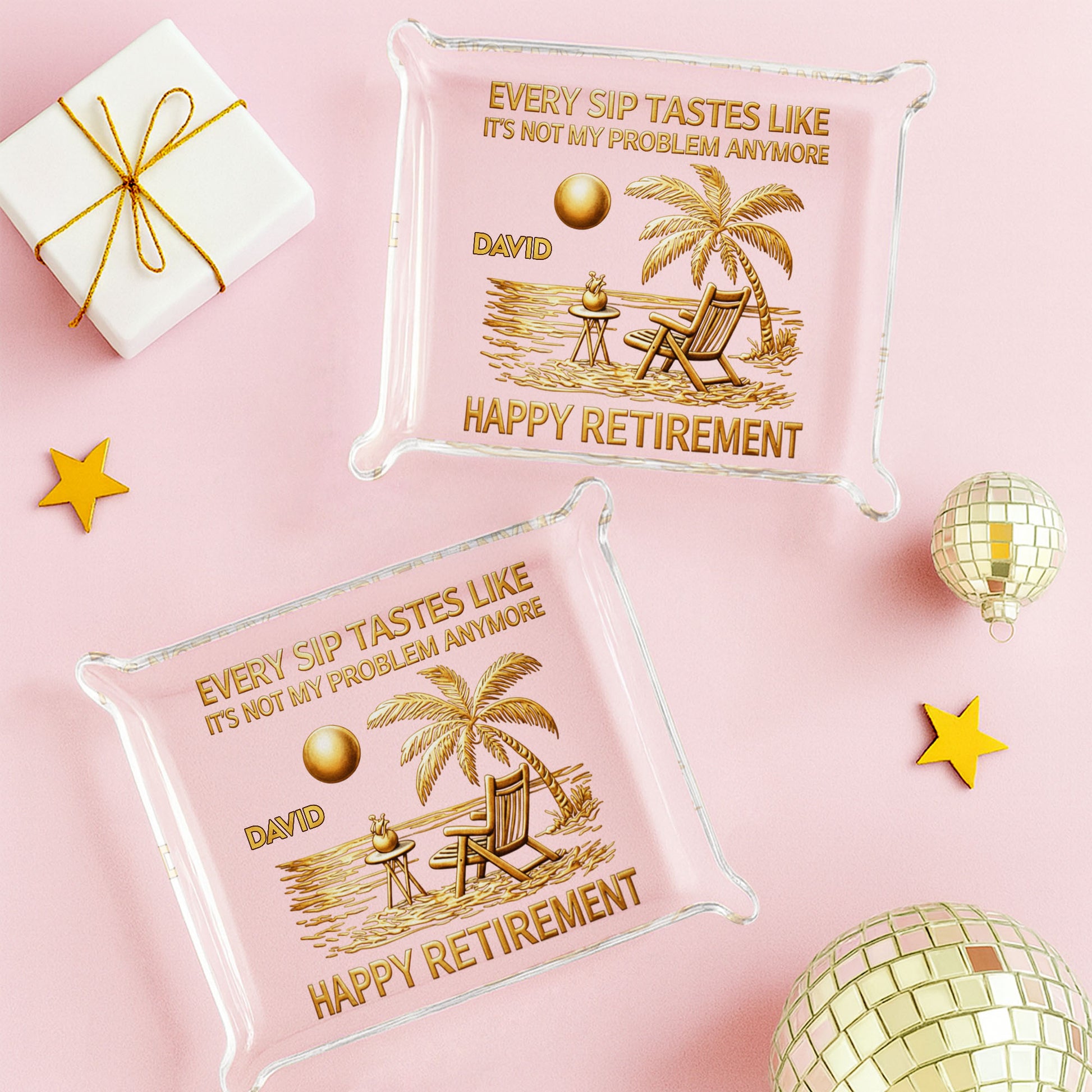 Every Sip Tastes Like Happy Retirement Beach Chair Palm Tree