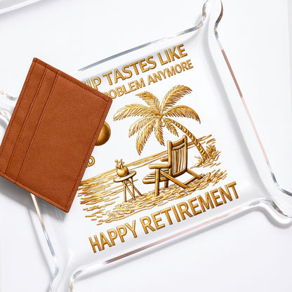 Every Sip Tastes Like Happy Retirement Beach Chair Palm Tree