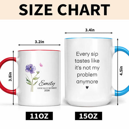 Officially Retired Purple Flower And Butterfly Personalized Design - Personalized Custom Accent Mug - RETIRE017_AMUG