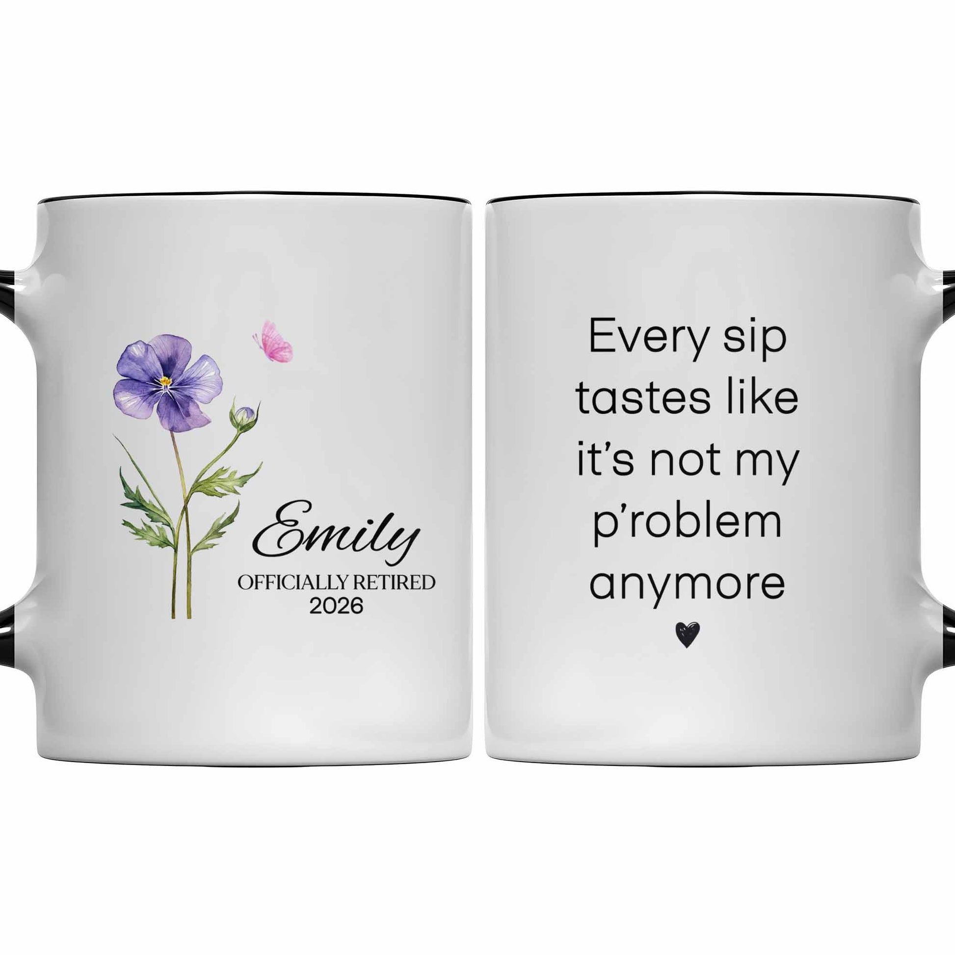 Officially Retired Purple Flower And Butterfly Personalized Design