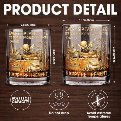 Happy Retirement, Mountains, Cabin, Lake And Sunset Design