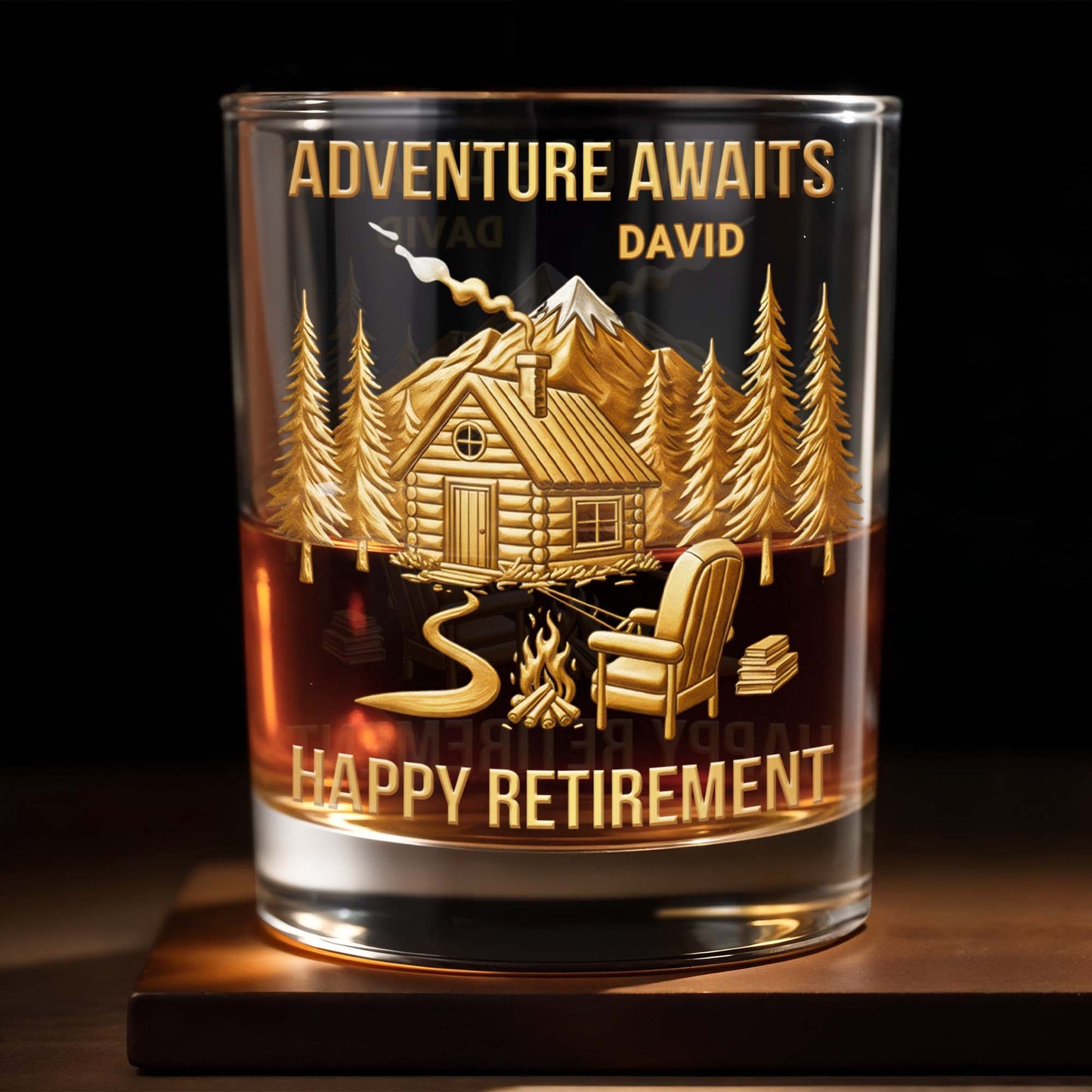 Adventure Awaits, Happy Retirement, Cabin And Trees
