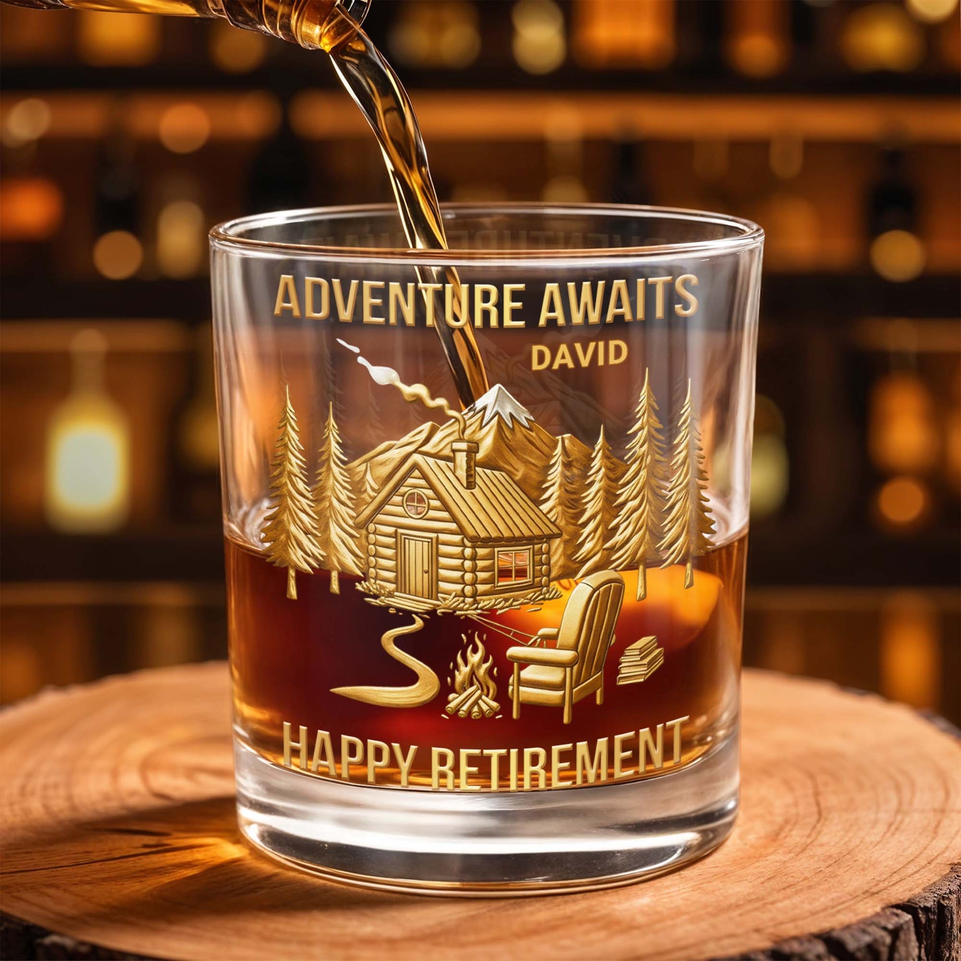 Adventure Awaits, Happy Retirement, Cabin And Trees