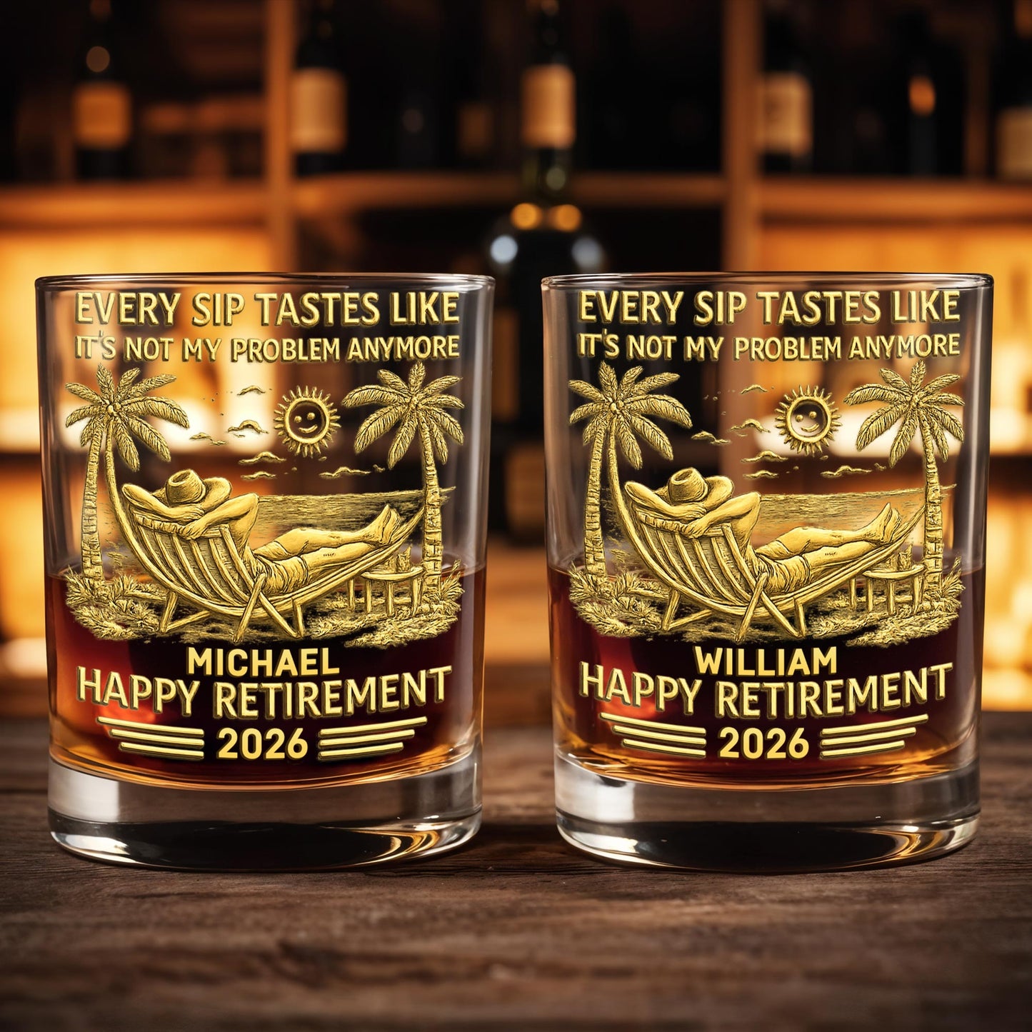 Every Sip Tastes Like It's Not My Problem - Personalized Custom Whiskey Glass - RETIRE026_RWG