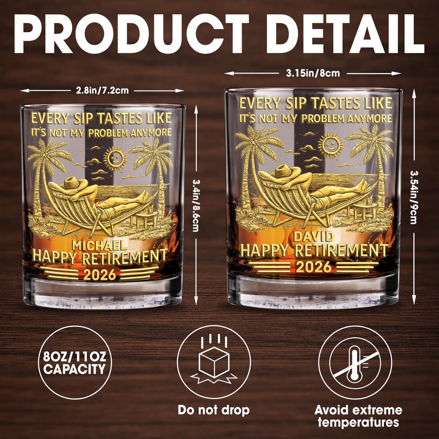 Every Sip Tastes Like It's Not My Problem - Personalized Custom Whiskey Glass - RETIRE026_RWG
