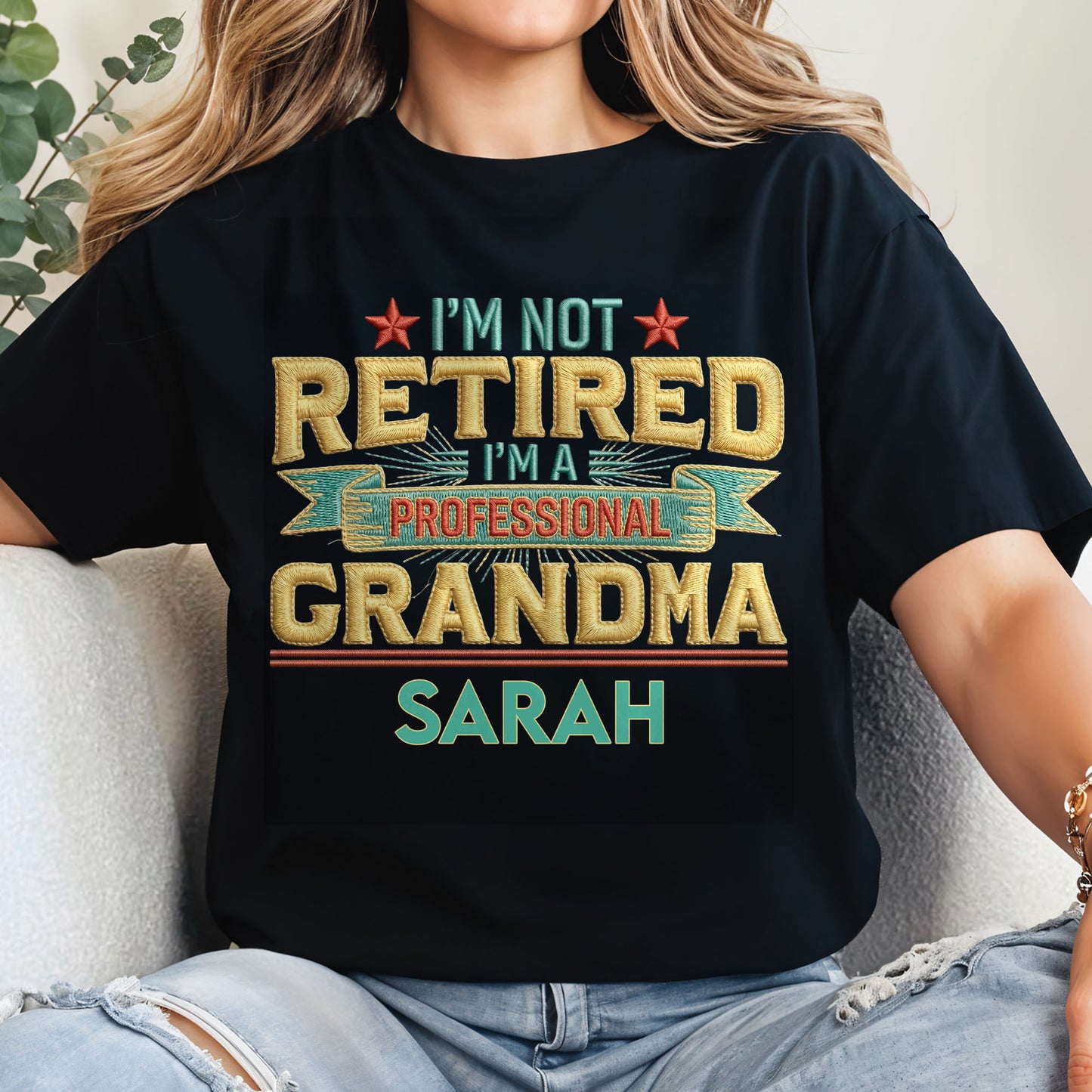 I'm Not Retired I'm A Professional Grandma Grandpa With 3D Embroidery - Personalized Custom Unisex T-shirt, Hoodie - RETIRE110_BBAS