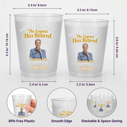 Happy Retirement The Legend Has Retired Custom Photo And Pension Joy - Personalized Frosted Cups - RETIRE176_FCUP