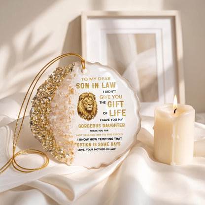 To My Dear Son In Law Give You The Gift Of Life Lion Ornament - Personalized Resin Ornament - SILA011_RESIO