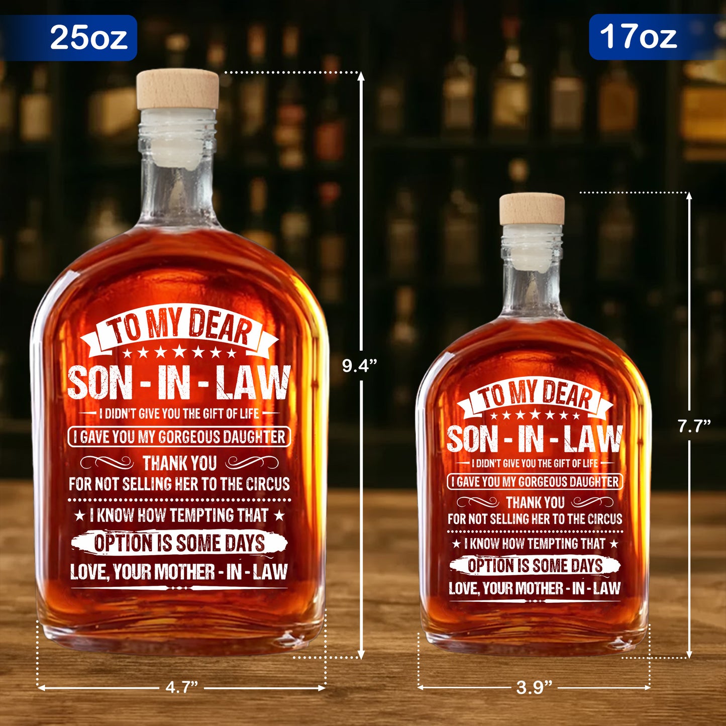 To My Dear Son-In-Law I Gave You My Gorgeous Daughter Stars Design - Personalized Whiskey Bottle - SILA038_WHIBA
