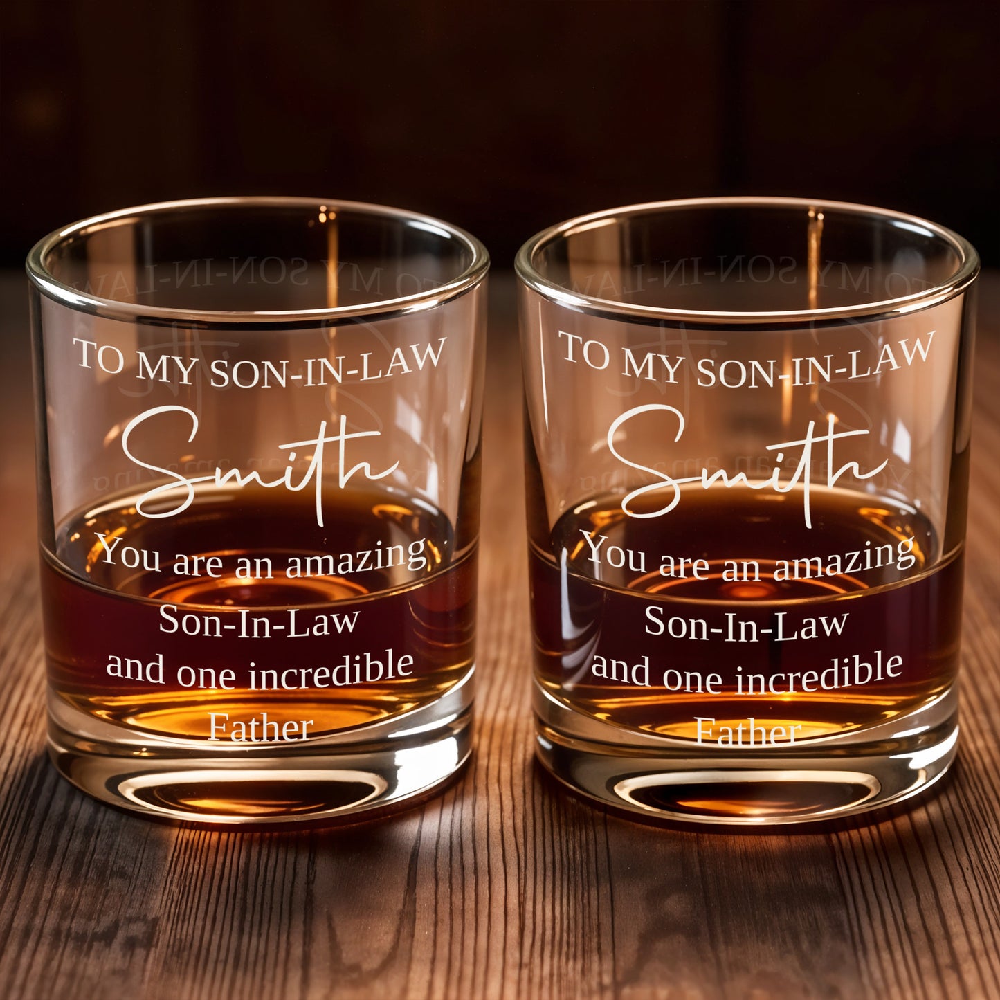 To My Son In Law You Are An Amazing Son In Law And Incredible Father - Personalized Custom Whiskey Glass - SILA101_RWG