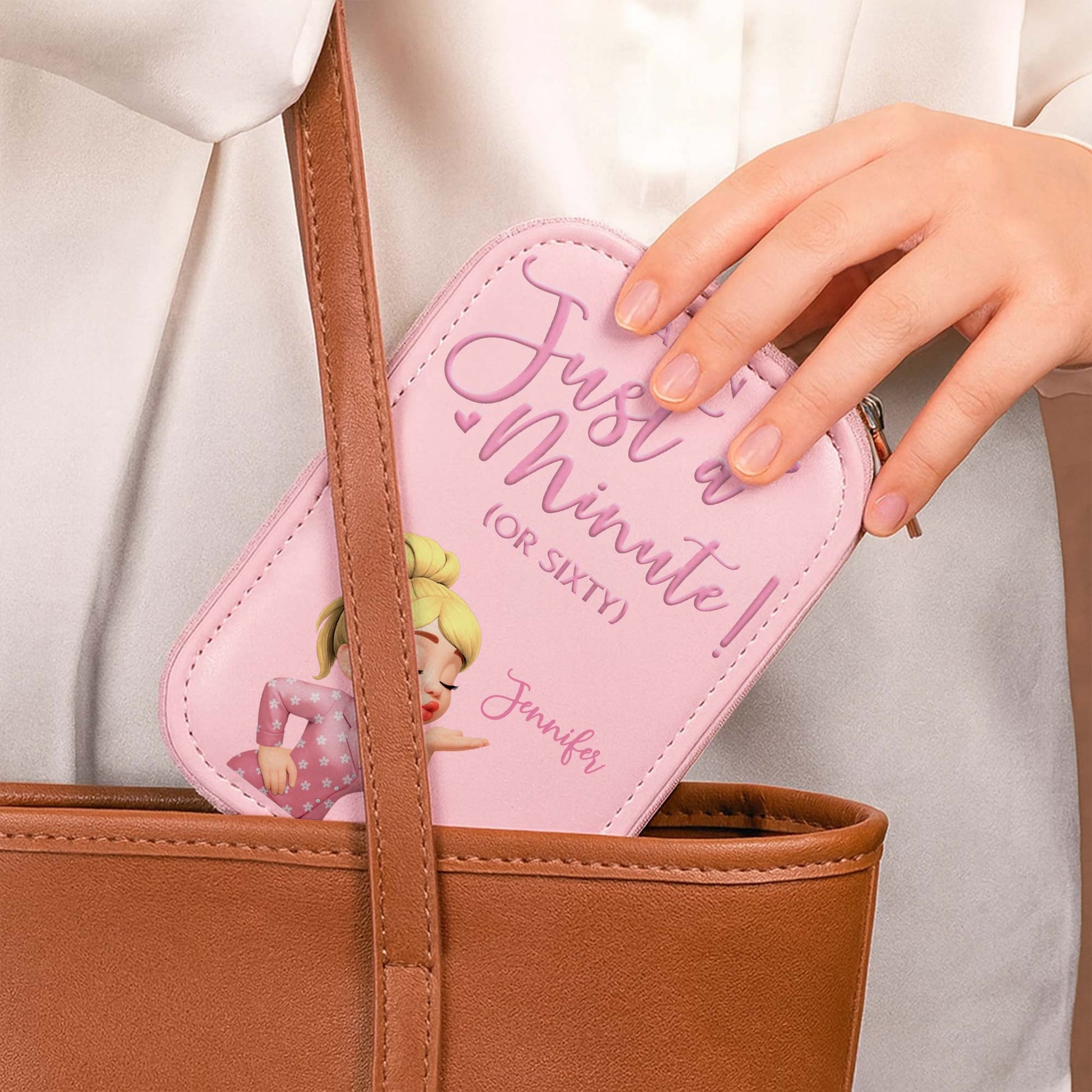 Ready In Just A Minute With Cartoon Girl and Hearts