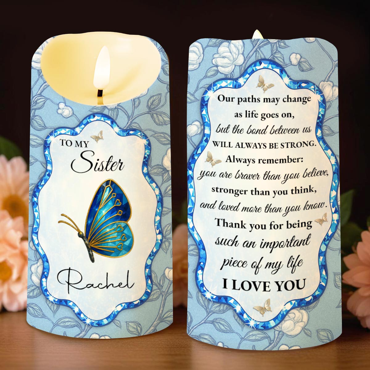 To My Sister, Beautiful Butterfly And Flower Design