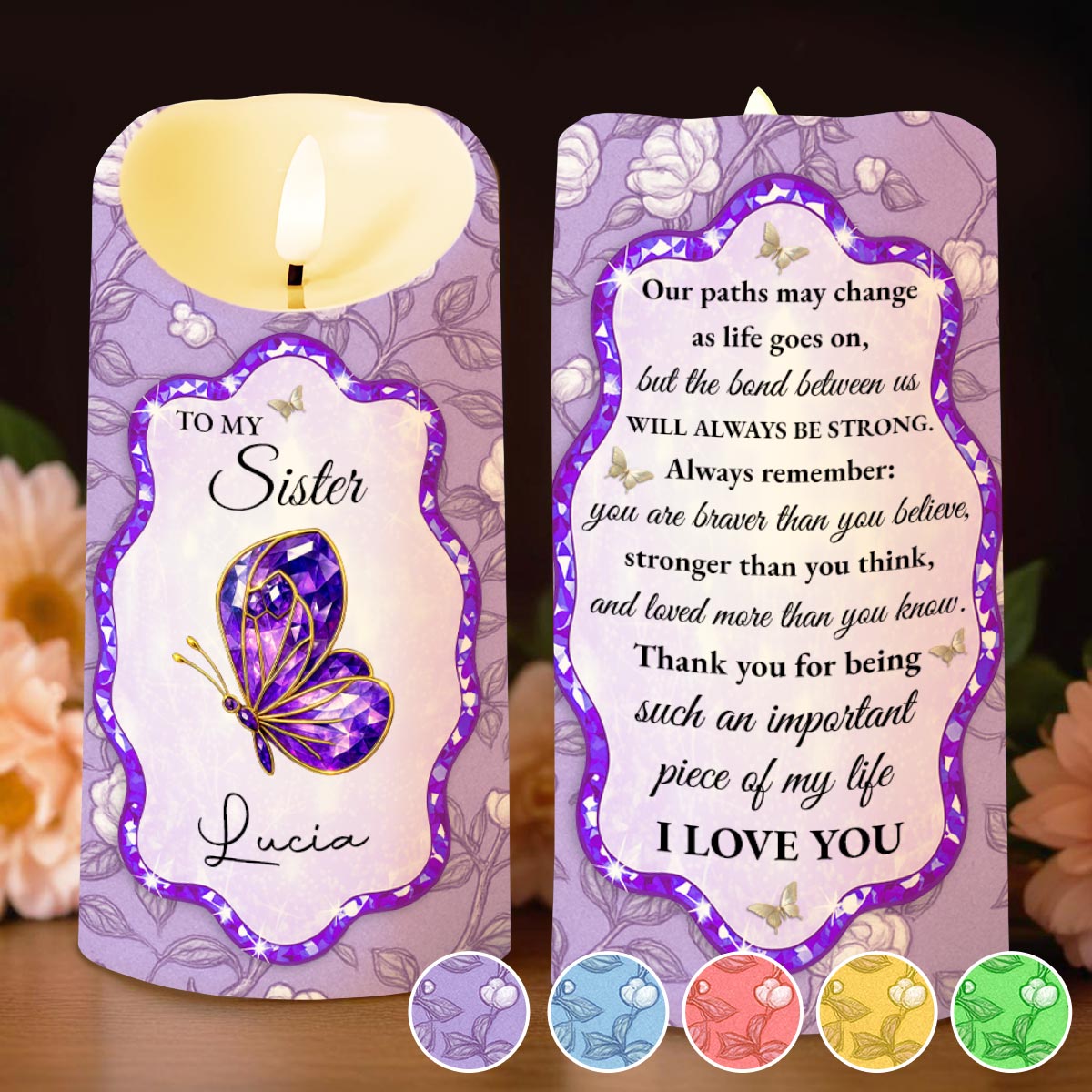 To My Sister, Beautiful Butterfly And Flower Design