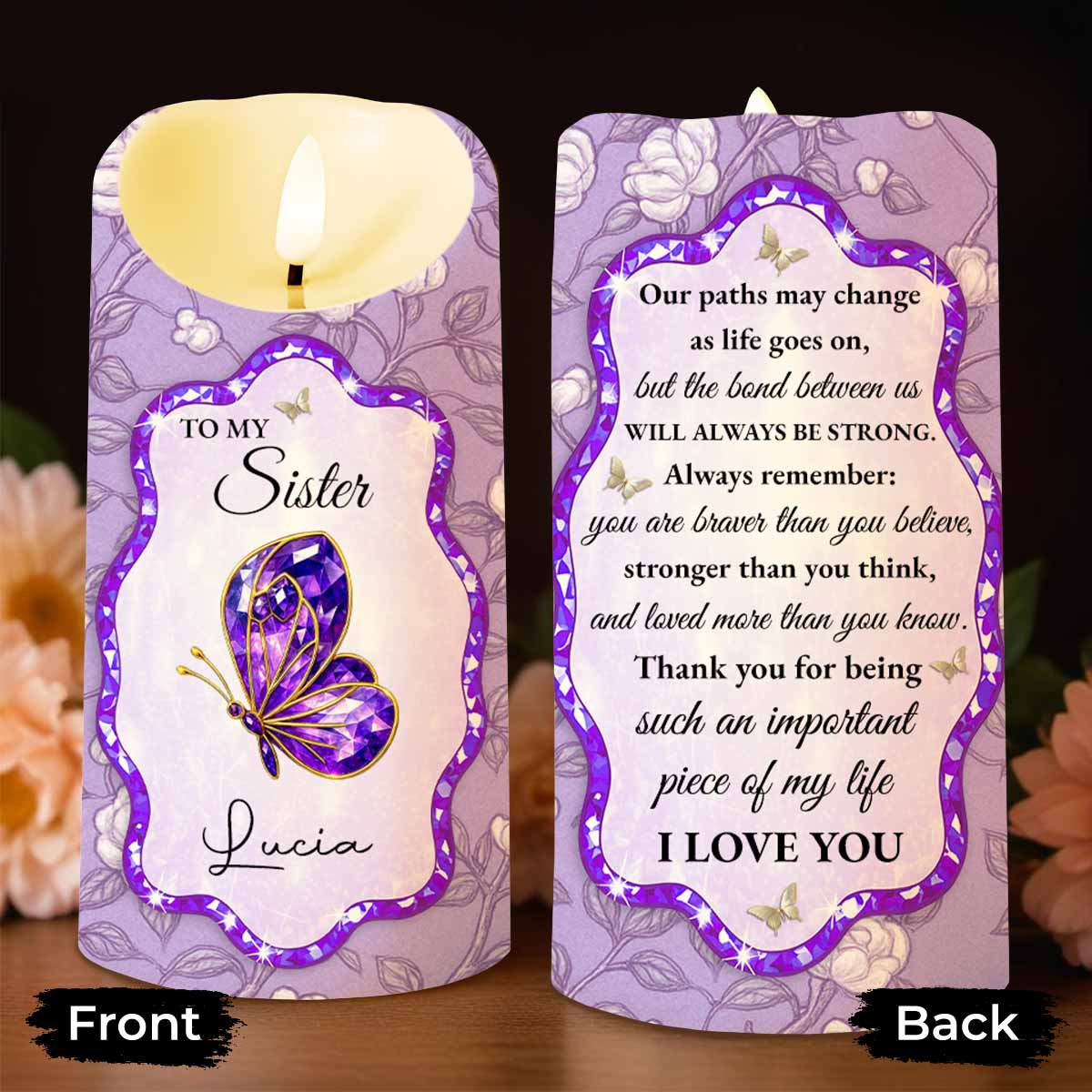 To My Sister, Beautiful Butterfly And Flower Design