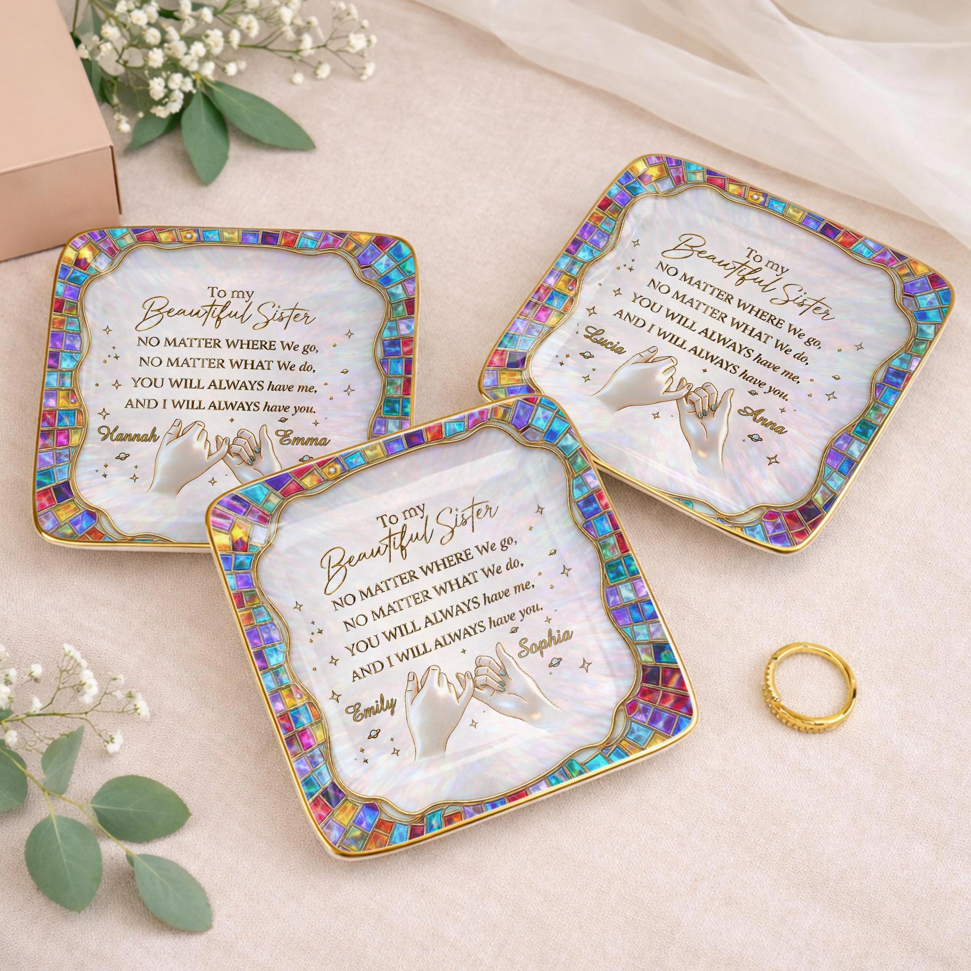 To My Beautiful Sister, You Will Always Have Me, Hands and Stars Design