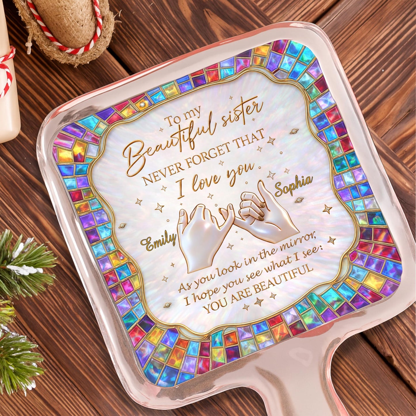 To My Beautiful Sister, Hands and Stained Glass