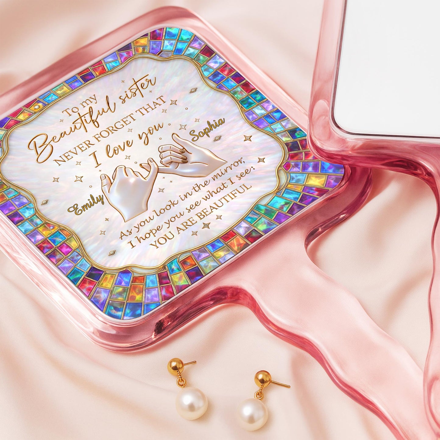 To My Beautiful Sister, Hands and Stained Glass